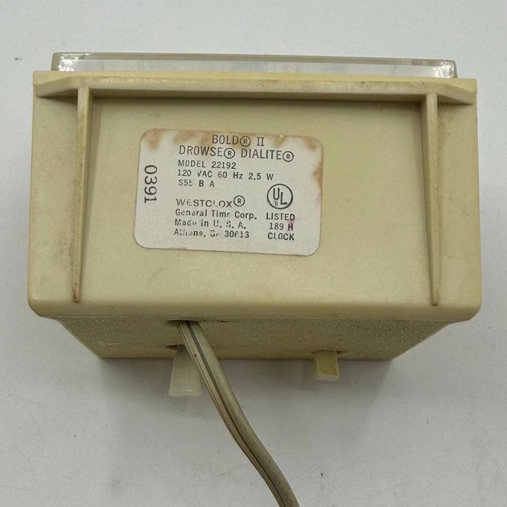 Westclox Bold II Drowse Dialite Alarm Clock Beige Vintage MCM Model 22192 USA